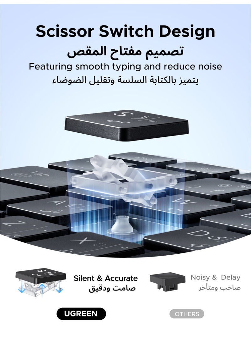 Ugreen Wireless Mouse & Keyboard Combo Dual Mode Connection EN & AR Input Bluetooth 5.4 Mice Low Latency Rechargeable & Long Battery Life Adjustable DPI Suitable for Mac Os And Windows - Image 4